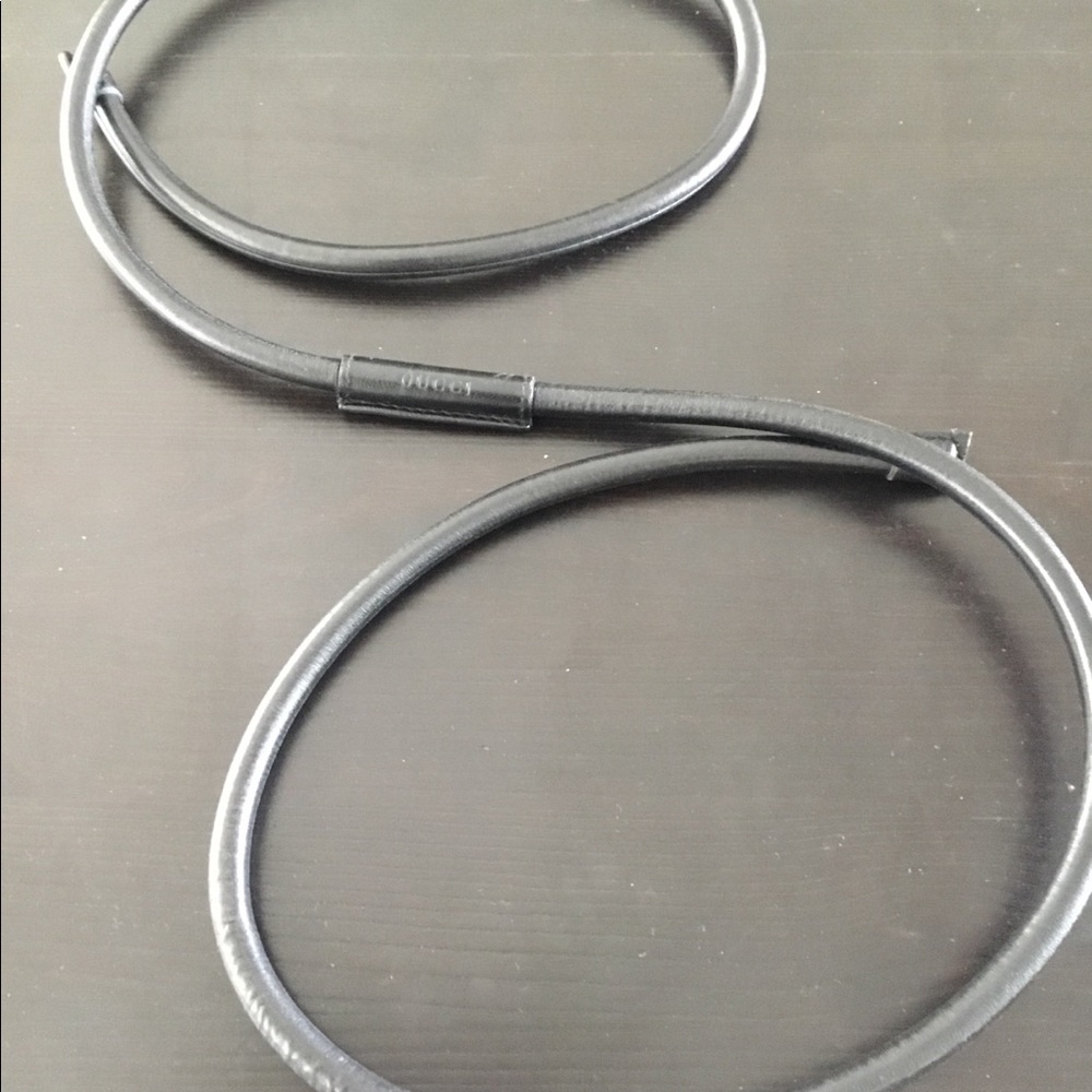 Gucci black leather rope belt